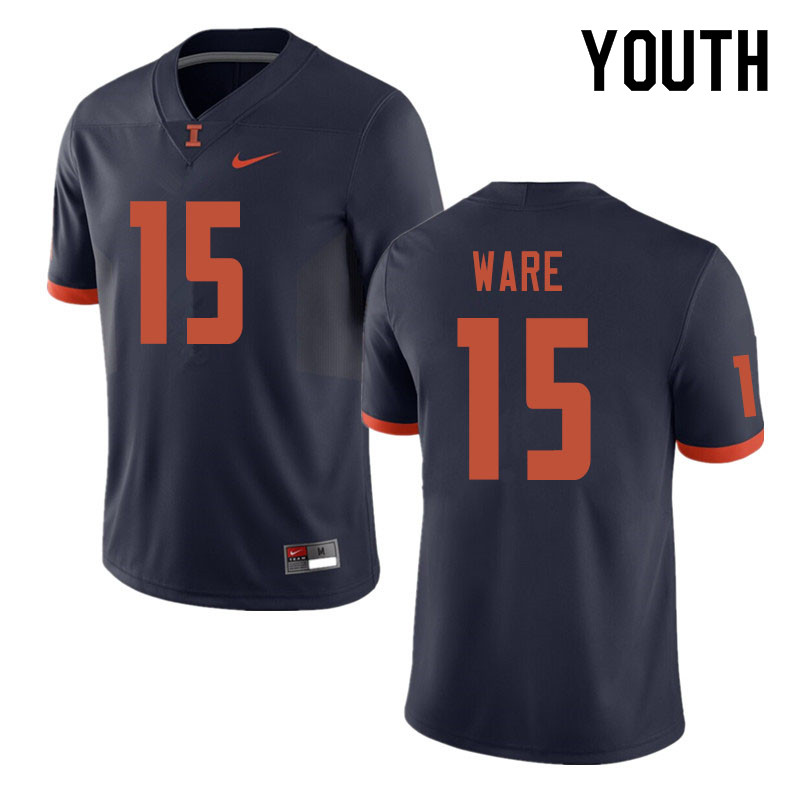 Youth #15 Delano Ware Illinois Fighting Illini College Football Jerseys Sale-Navy